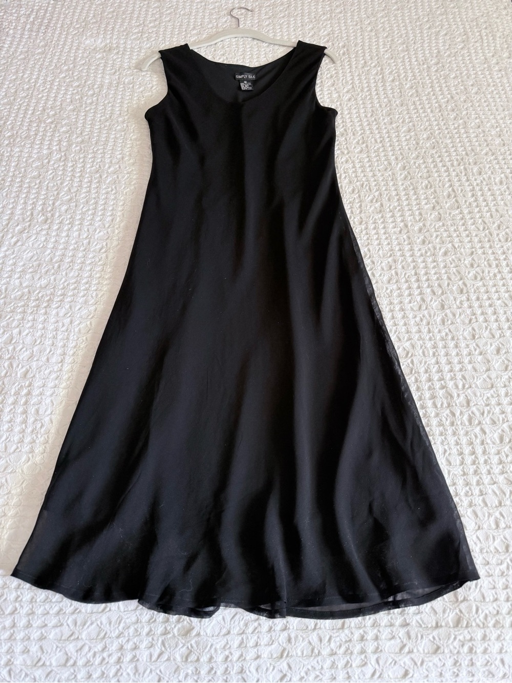 Vintage Simply Silk Black Slip Dress Midi Sleeveless V-Neck Women’s M Elegant - Picture 7 of 8